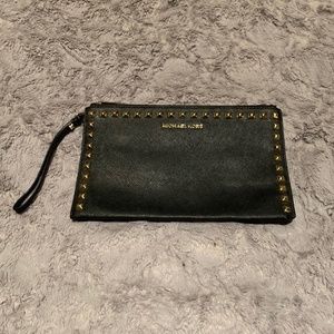 Michael Kors Studded Leather Wristlet / Clutch